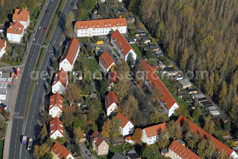 Borna from above - Blick auf das Wohngebiet zwischen Leipziger Straße und Kesselhainer Straße.