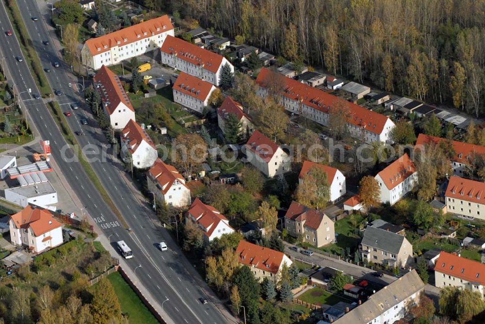 Aerial image Borna - Blick auf das Wohngebiet zwischen Leipziger Straße und Kesselhainer Straße.