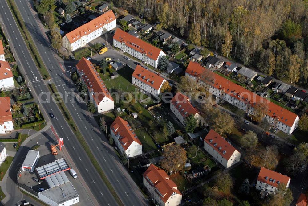 Aerial photograph Borna - Blick auf das Wohngebiet zwischen Leipziger Straße und Kesselhainer Straße.