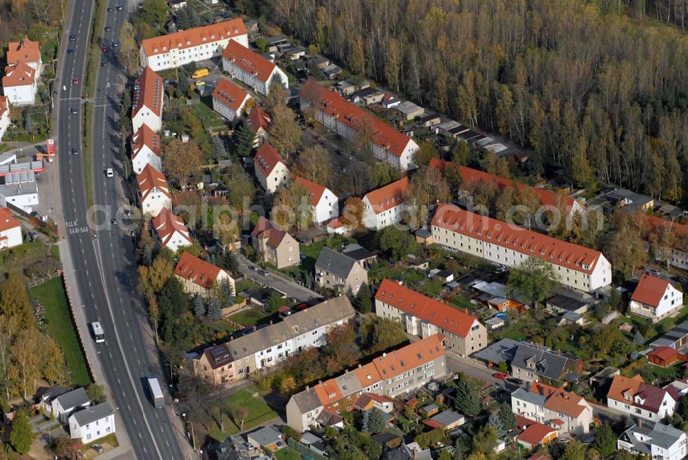 Borna from above - Blick auf das Wohngebiet zwischen Leipziger Straße und Kesselhainer Straße.