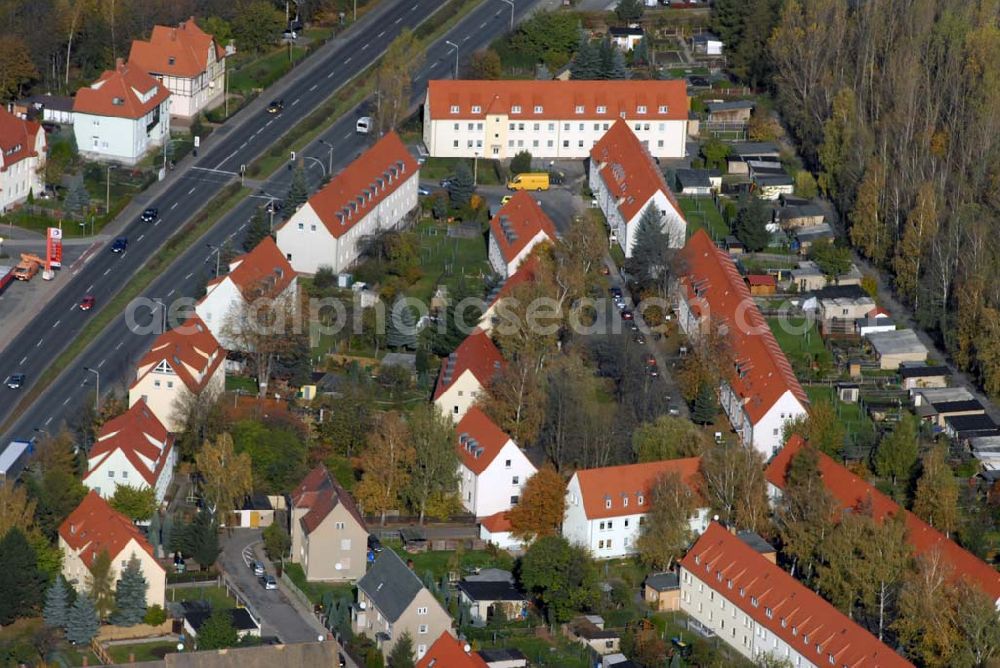 Aerial image Borna - Blick auf das Wohngebiet zwischen Leipziger Straße und Kesselhainer Straße.