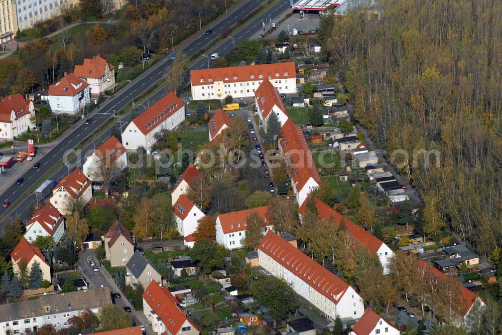 Aerial photograph Borna - Blick auf das Wohngebiet zwischen Leipziger Straße und Kesselhainer Straße.