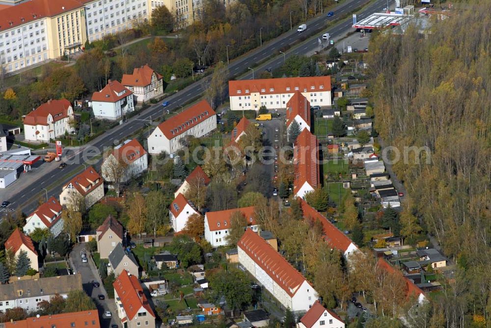 Borna from above - Blick auf das Wohngebiet zwischen Leipziger Straße und Kesselhainer Straße.