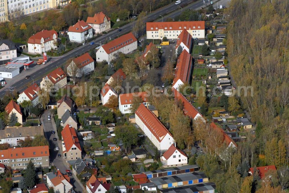 Borna from the bird's eye view: Blick auf das Wohngebiet zwischen Leipziger Straße und Kesselhainer Straße.