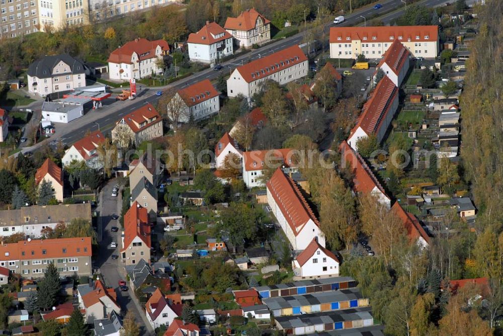 Aerial image Borna - Blick auf das Wohngebiet zwischen Leipziger Straße und Kesselhainer Straße.