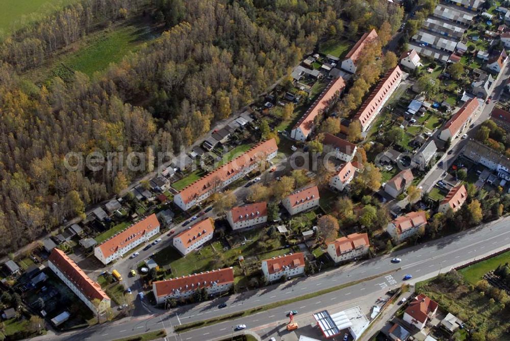 Aerial image Borna - Blick auf das Wohngebiet zwischen Leipziger Straße und Kesselhainer Straße.