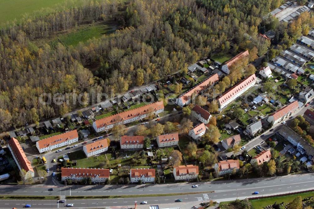 Aerial photograph Borna - Blick auf das Wohngebiet zwischen Leipziger Straße und Kesselhainer Straße.