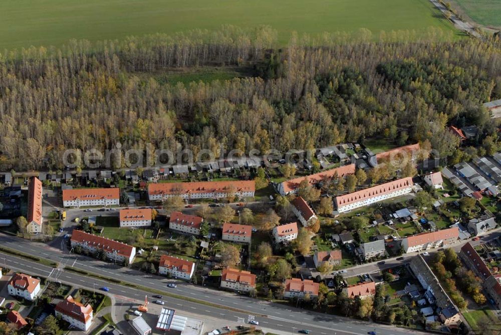 Borna from above - Blick auf das Wohngebiet zwischen Leipziger Straße und Kesselhainer Straße.