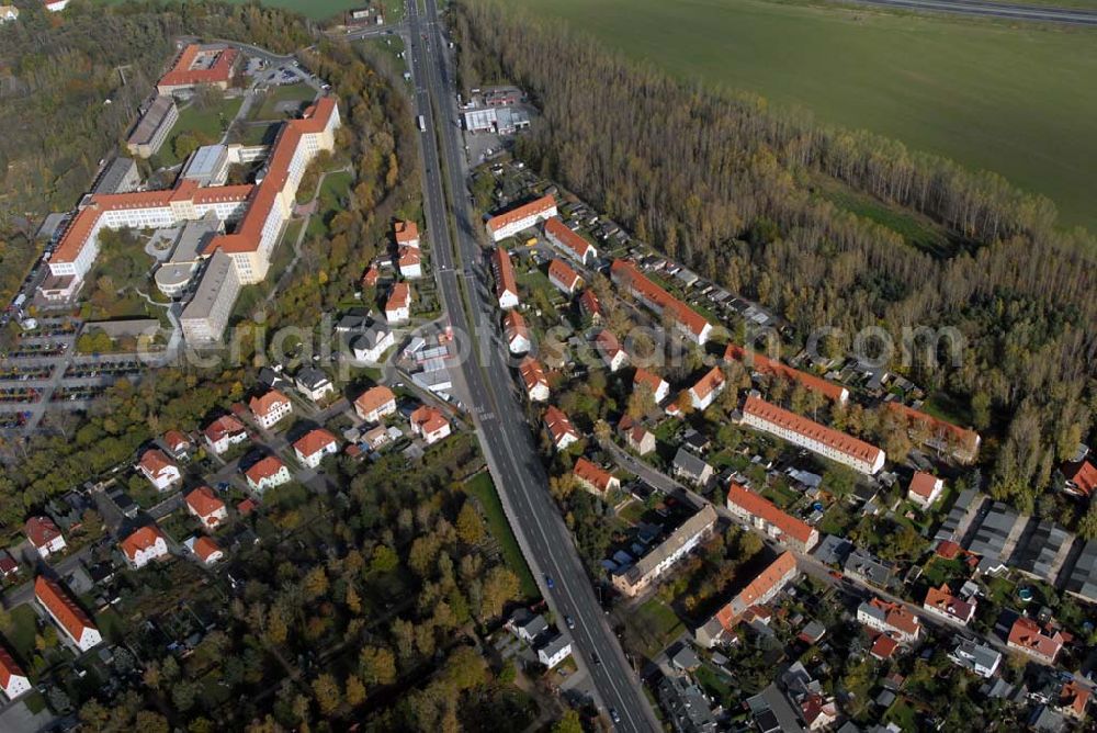 Aerial image Borna - Blick auf das Wohngebiet zwischen Leipziger Straße und Kesselhainer Straße.