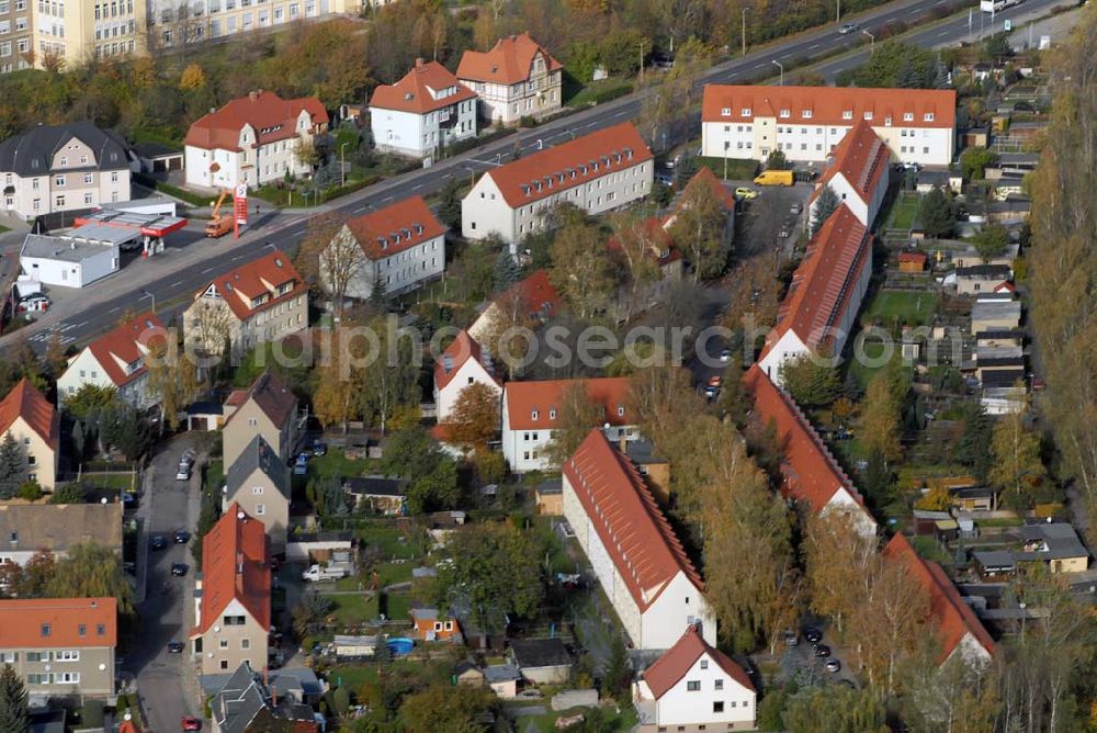 Aerial photograph Borna - Blick auf das Wohngebiet zwischen Leipziger Straße und Kesselhainer Straße.