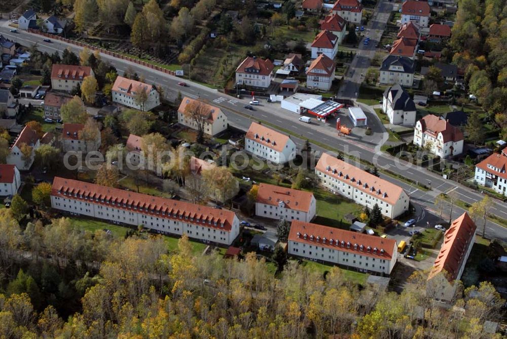 Borna from above - Blick auf das Wohngebiet zwischen Leipziger Straße und Kesselhainer Straße.