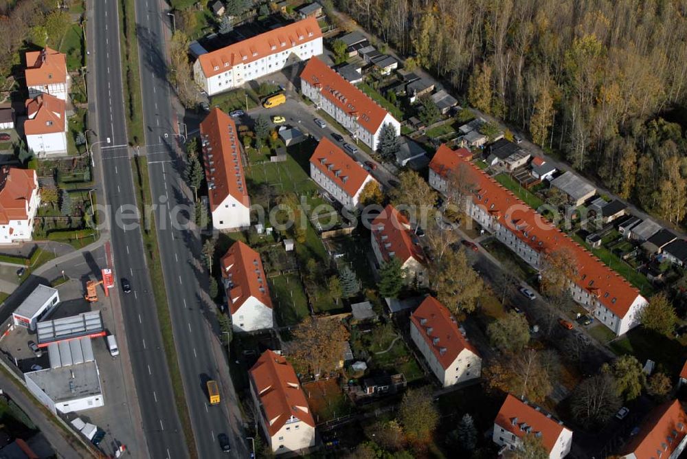 Aerial image Borna - Blick auf das Wohngebiet zwischen Leipziger Straße und Kesselhainer Straße.