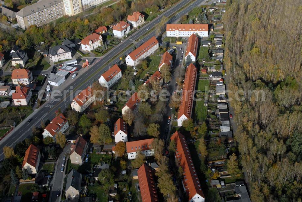 Borna from above - Blick auf das Wohngebiet zwischen Leipziger Straße und Kesselhainer Straße.