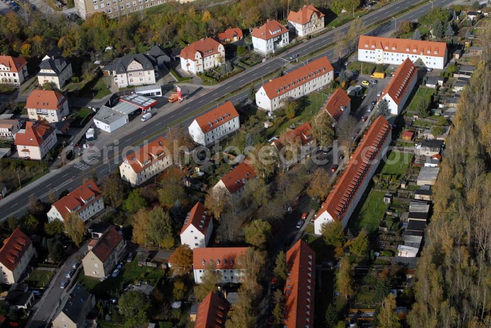 Borna from the bird's eye view: Blick auf das Wohngebiet zwischen Leipziger Straße und Kesselhainer Straße.