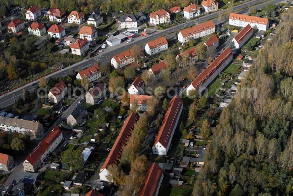 Aerial image Borna - Blick auf das Wohngebiet zwischen Leipziger Straße und Kesselhainer Straße.