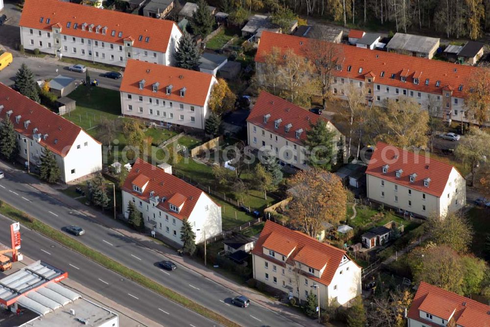 Borna from above - Blick auf das Wohngebiet zwischen Leipziger Straße und Kesselhainer Straße.