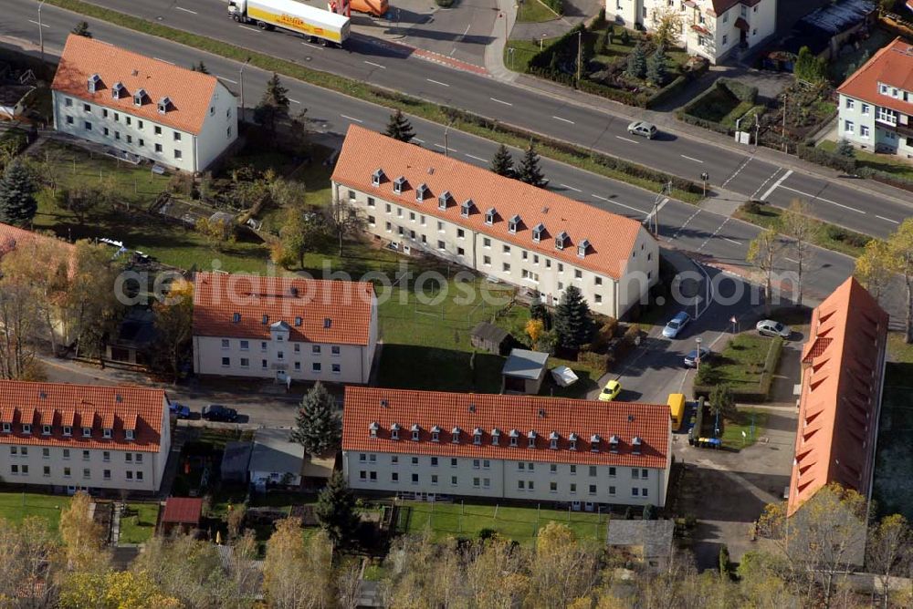 Borna from the bird's eye view: Blick auf das Wohngebiet zwischen Leipziger Straße und Kesselhainer Straße.