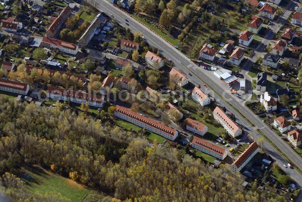 Borna from the bird's eye view: Blick auf das Wohngebiet zwischen Leipziger Straße und Kesselhainer Straße.