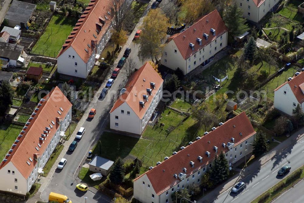 Borna from above - Blick auf das Wohngebiet zwischen Leipziger Straße und Kesselhainer Straße.