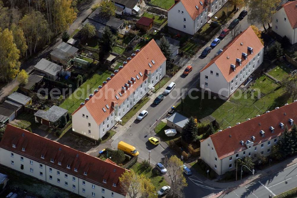 Borna from the bird's eye view: Blick auf das Wohngebiet zwischen Leipziger Straße und Kesselhainer Straße.