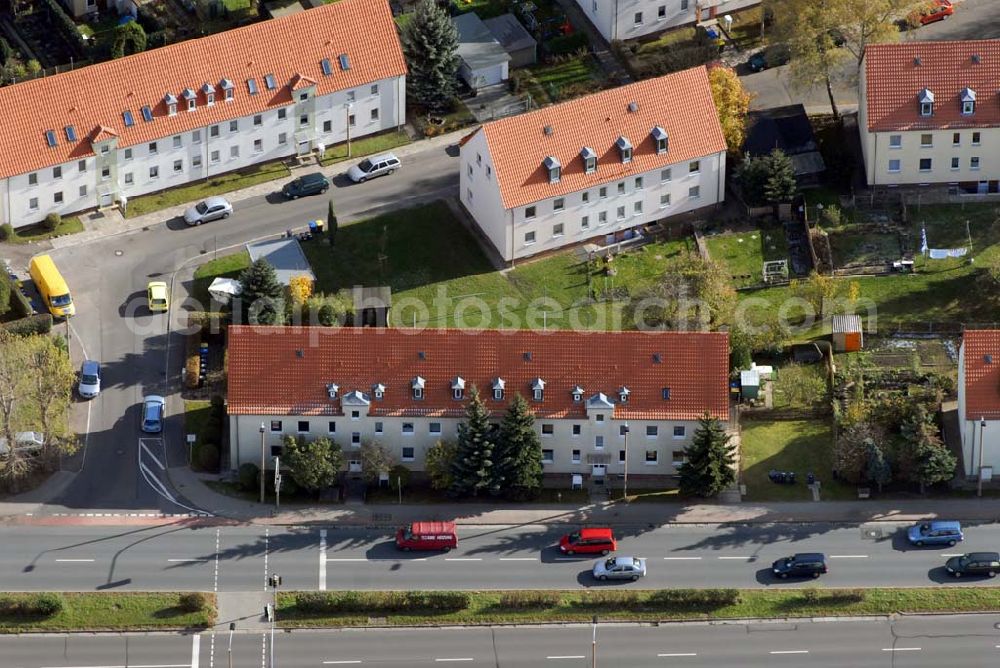 Aerial photograph Borna - Blick auf das Wohngebiet zwischen Leipziger Straße und Kesselhainer Straße.