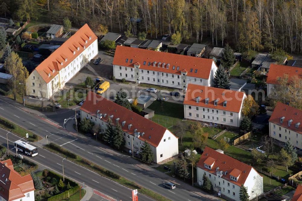 Borna from the bird's eye view: Blick auf das Wohngebiet zwischen Leipziger Straße und Kesselhainer Straße.