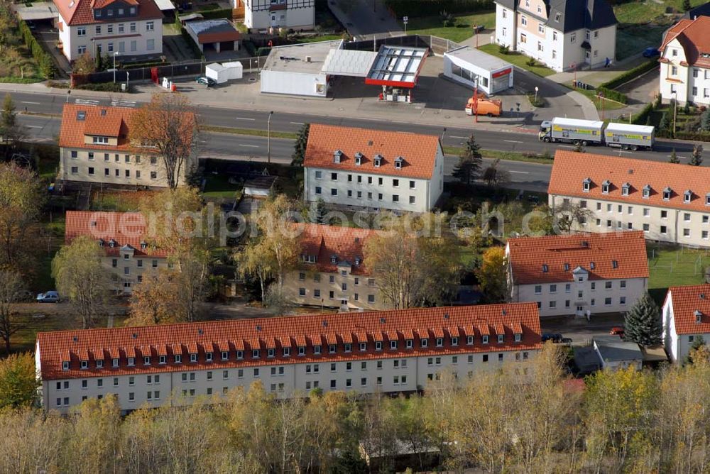 Borna from above - Blick auf das Wohngebiet zwischen Leipziger Straße und Kesselhainer Straße am Glück-Auf-Weg.