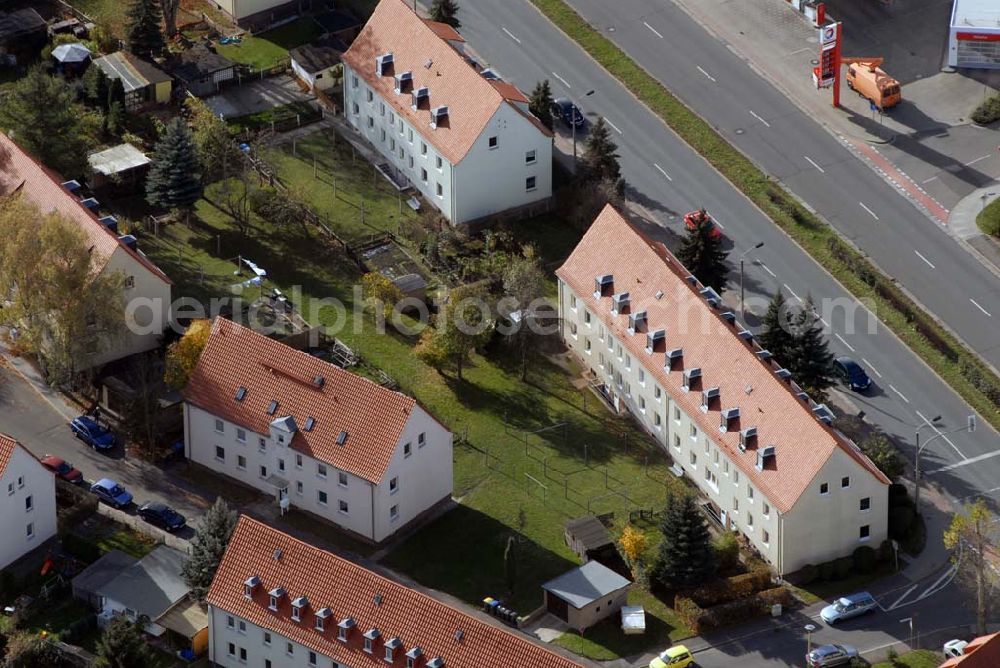 Borna from above - Blick auf das Wohngebiet zwischen Leipziger Straße und Kesselhainer Straße am Glück-Auf-Weg.