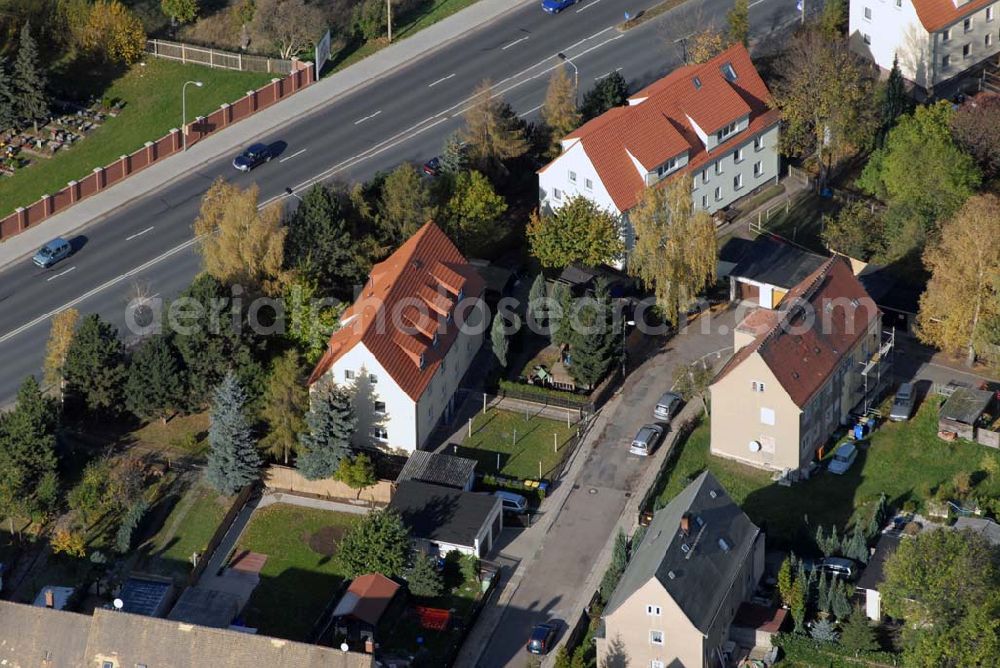 Borna from above - Blick auf das Wohngebiet zwischen Leipziger Straße und Kesselhainer Straße.