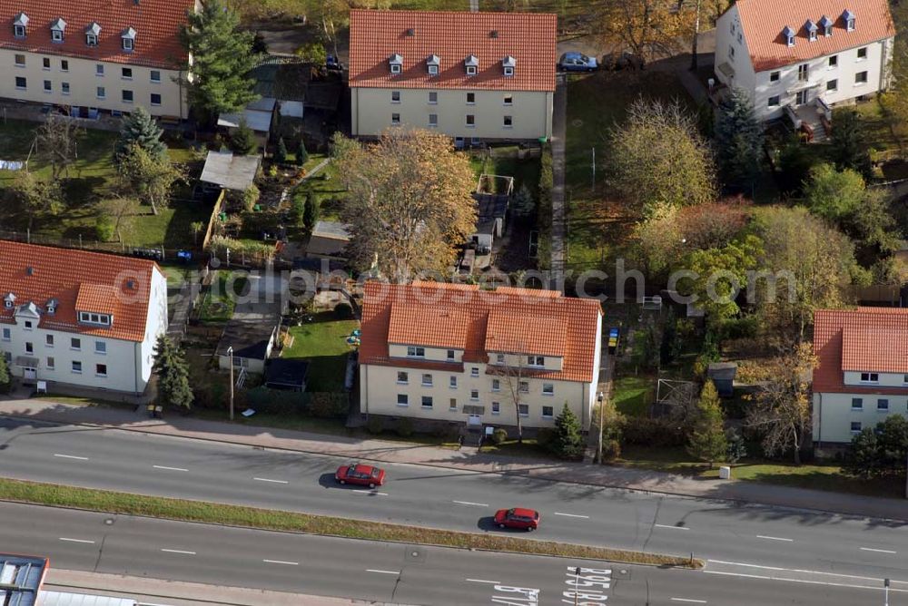 Borna from the bird's eye view: Blick auf das Wohngebiet zwischen Leipziger Straße und Kesselhainer Straße.