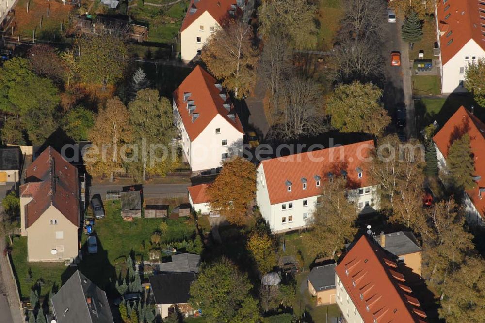 Borna from the bird's eye view: Blick auf das Wohngebiet zwischen Leipziger Straße und Kesselhainer Straße.