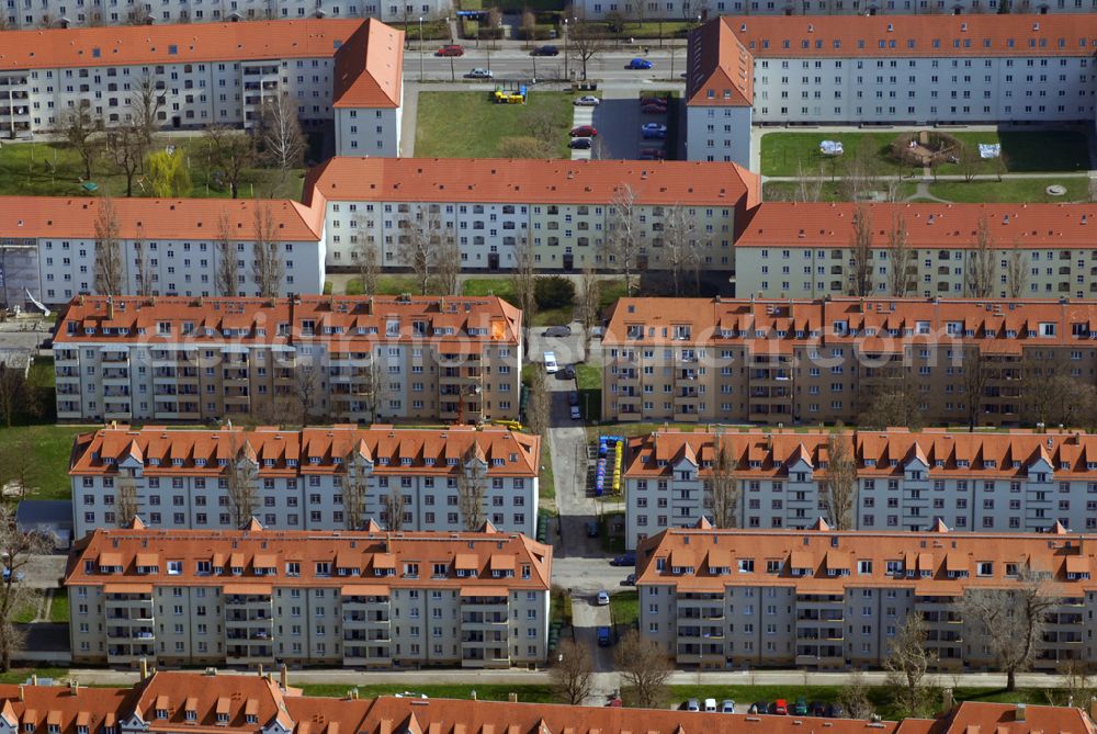 Aerial image Leipzig - Blick auf das Wohngebiet an der Antonienstrasse in Leipzig Plagwitz.