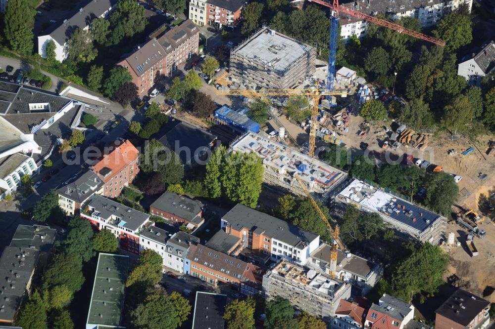 Hamburg from above - Residential area with building site at the Schroederstrasse in Hohenfelde district in Hamburg