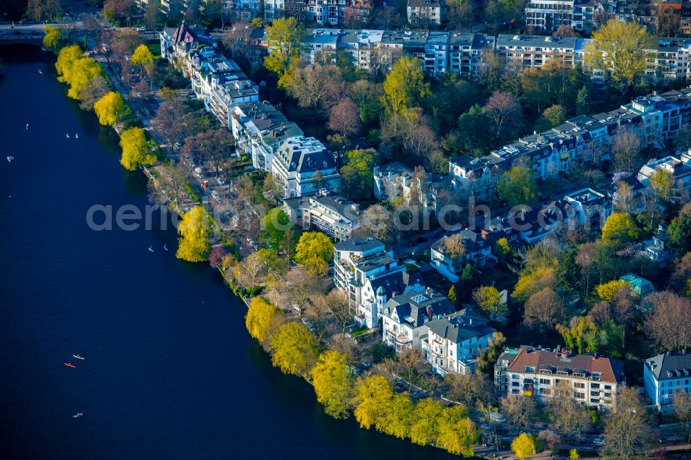 Aerial photograph Hamburg - Residential area Bellevue on the Outer Alster in the district of Winterhude in Hamburg, Germany