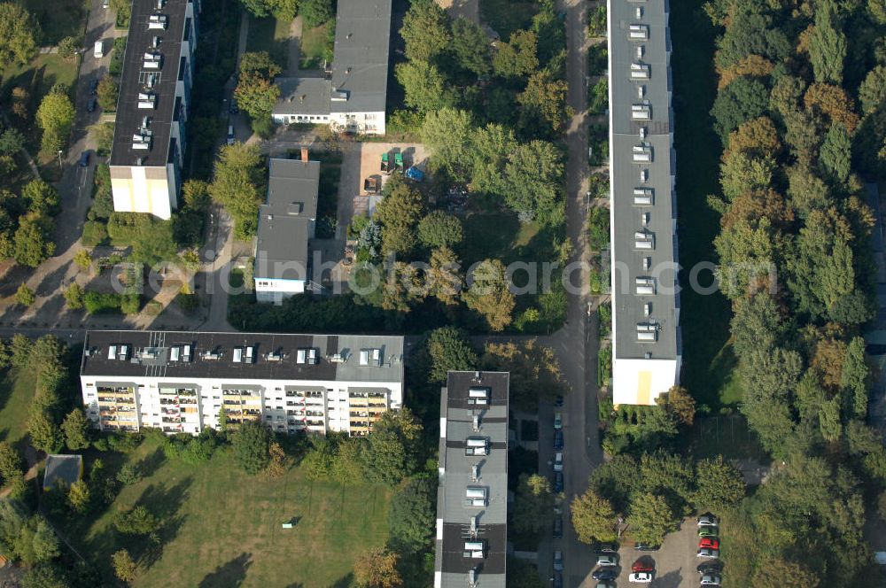 Aerial photograph Berlin - Buch - Blick auf das Wohngebiet Berlin-Buch mit Mehrfamilienhäusern / Plattenbauten an der Karower Chaussee.