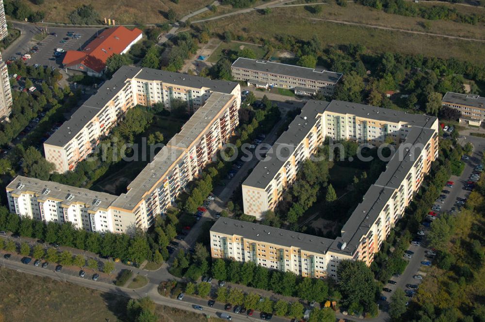 Aerial image Berlin - Buch - Blick auf das Wohngebiet Berlin-Buch mit Mehrfamilienhäusern / Plattenbauten an der Friedrich-Richter-Straße, Wolfgang-Heinz-Straße und Bruno-Apitz-Straße.