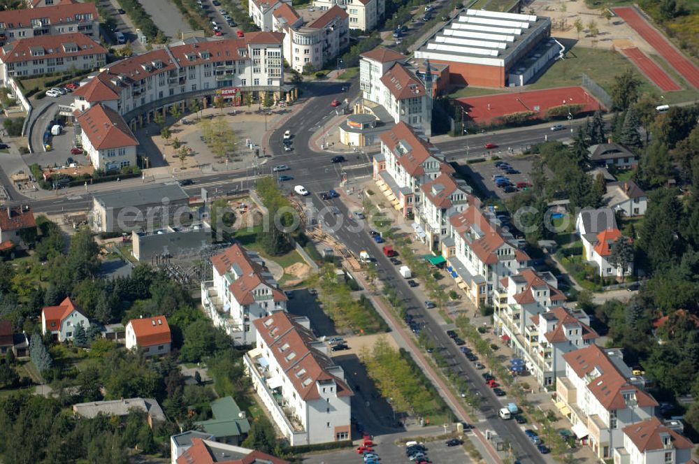 Berlin from above - Blick auf Mehrfamilienhäuser an der Achillesstraße Ecke Karower Chaussee / Bucher Chaussee in Karow.