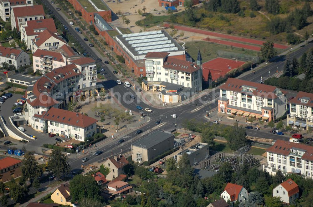 Aerial photograph Berlin - Blick auf Mehrfamilienhäuser an der Achillesstraße Ecke Karower Chaussee / Bucher Chaussee in Karow.