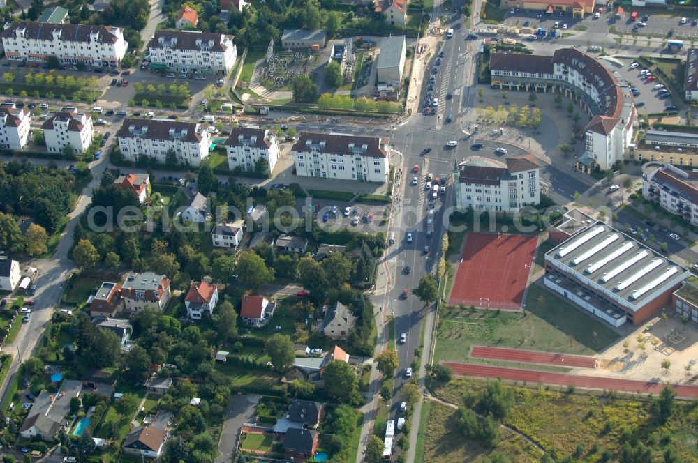 Aerial image Berlin - Blick auf Einfamilienhäuser in Berlin-Karow zwischen Siedlungsring, Bucher Chaussee und Zum Kappgraben.