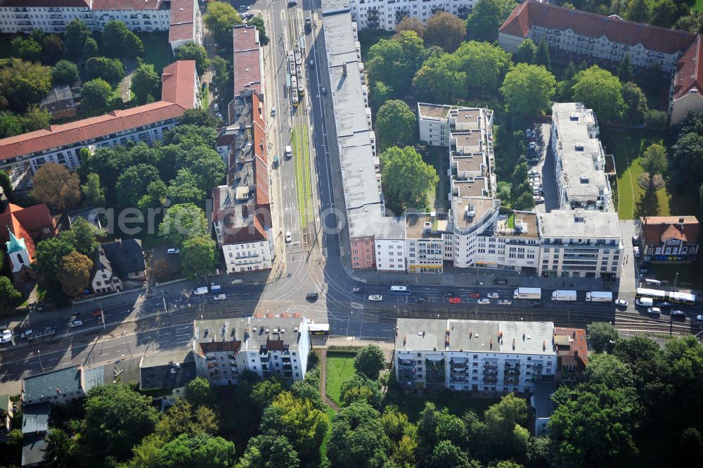 Berlin Weißensee from the bird's eye view: Wohngebiet an der Berliner Allee Ecke Buschallee in Berlin-Weißensee. Housing area at the Berliner Allee and the Buschallee in Berlin-Weissensee.