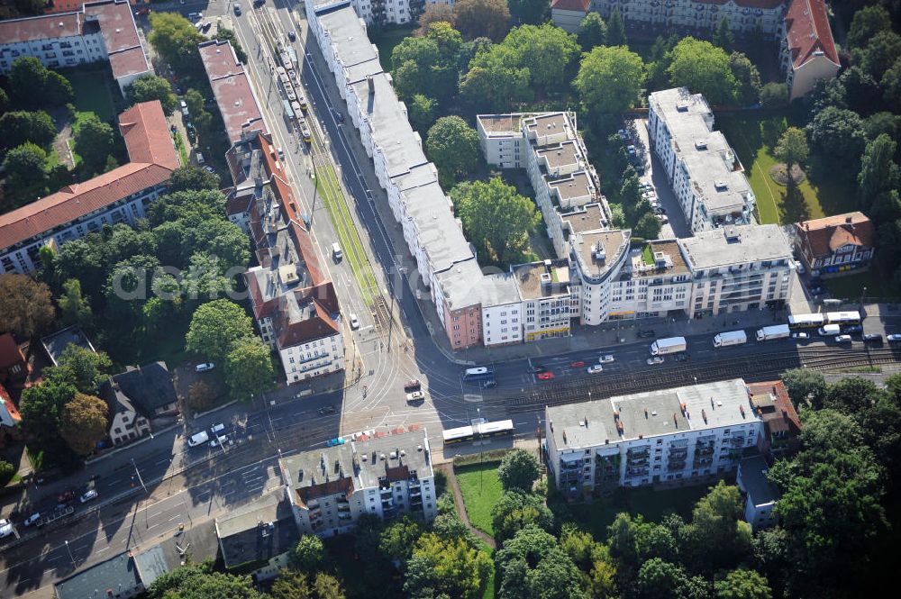 Aerial image Berlin Weißensee - Wohngebiet an der Berliner Allee Ecke Buschallee in Berlin-Weißensee. Housing area at the Berliner Allee and the Buschallee in Berlin-Weissensee.