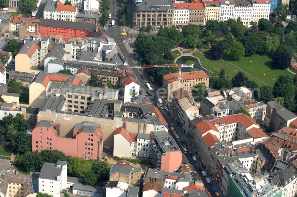 Berlin from the bird's eye view: Blick auf das Areal an der Brunnenstrasse 194 in 10119 Berlin, einer Immobilie der PTS Holdings GmbH & Co.KG. View of the area at the Fountain Street 194 in 10119 Berlin, a property of PTS Holdings GmbH & Co. KG