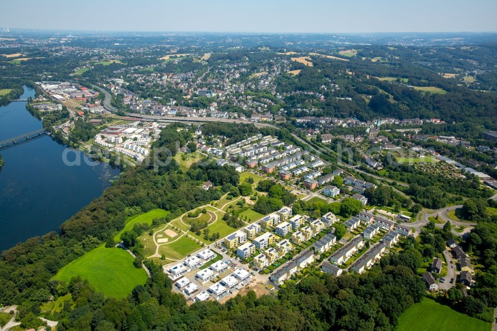 Aerial photograph Essen - Residential Doppelhaus- a settlement on Frauenstein in Essen in North Rhine-Westphalia. Developers is the Vivavest - an amalgamation of Evonik living and THS