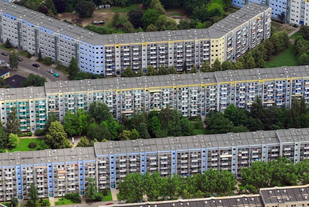 Dresden from above - Blick auf das Wohneubaugebiet am Langer Weg in Dresden - Prohlis, einem Projekt der HSH N Immobilienmanagement GmbH