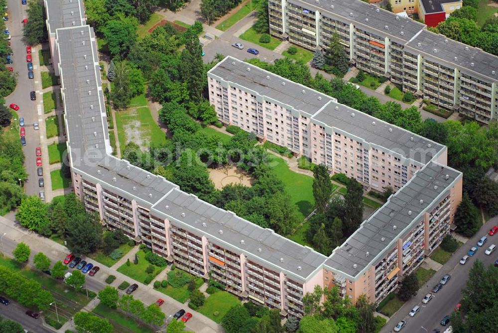 Dresden from above - Blick auf das Wohneubaugebiet am Langer Weg in Dresden - Prohlis, einem Projekt der HSH N Immobilienmanagement GmbH