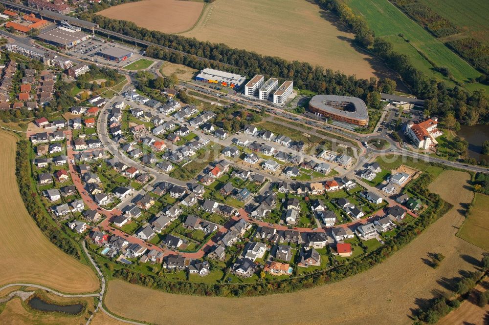 Aerial image Duisburg - View of a residential area in Duisburg in the state of North Rhine-Westphalia