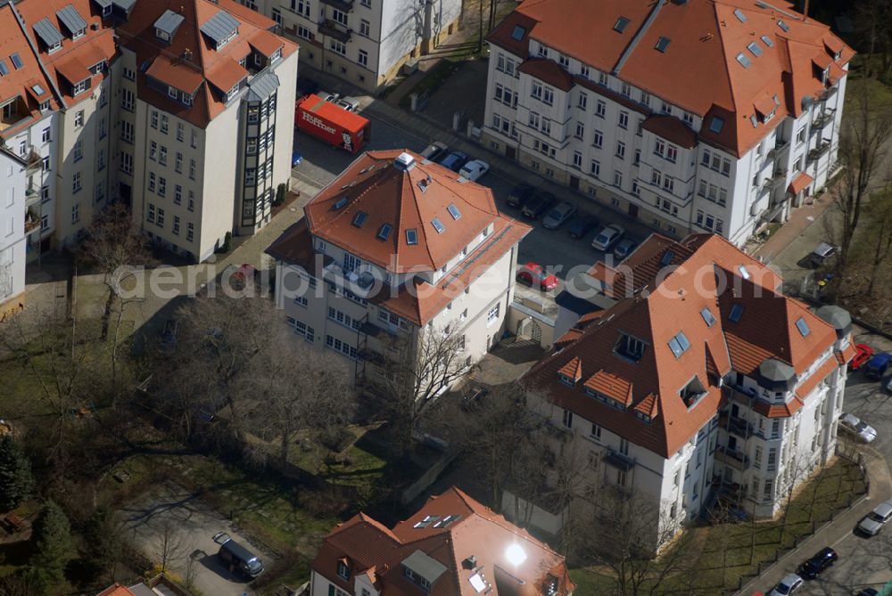 Aerial image Leipzig - Blick auf das Wohngebiet an der Ehrensteinstrasse in Leipzig Gohlis.