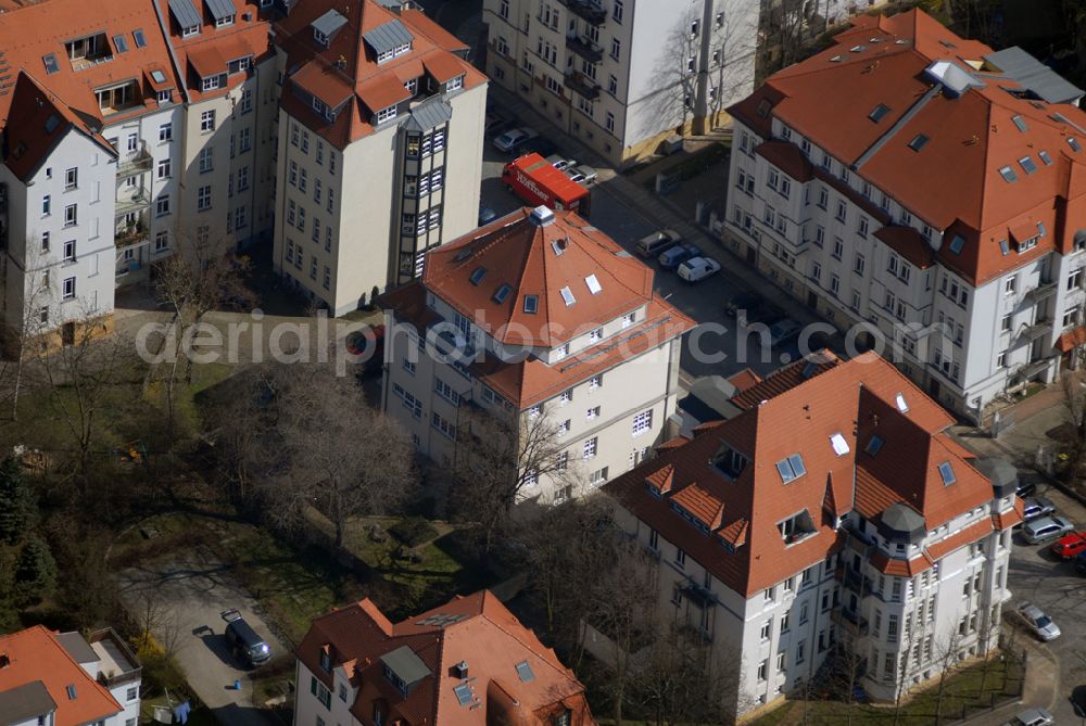 Aerial photograph Leipzig - Blick auf das Wohngebiet an der Ehrensteinstrasse in Leipzig Gohlis.