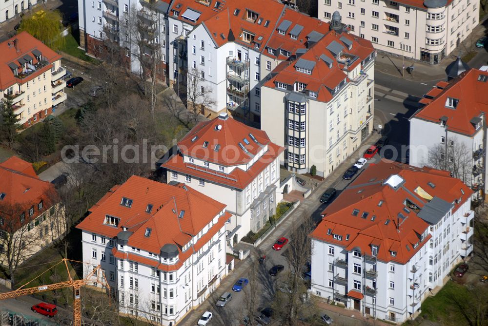 Leipzig from the bird's eye view: Blick auf das Wohngebiet an der Ehrensteinstrasse in Leipzig Gohlis.