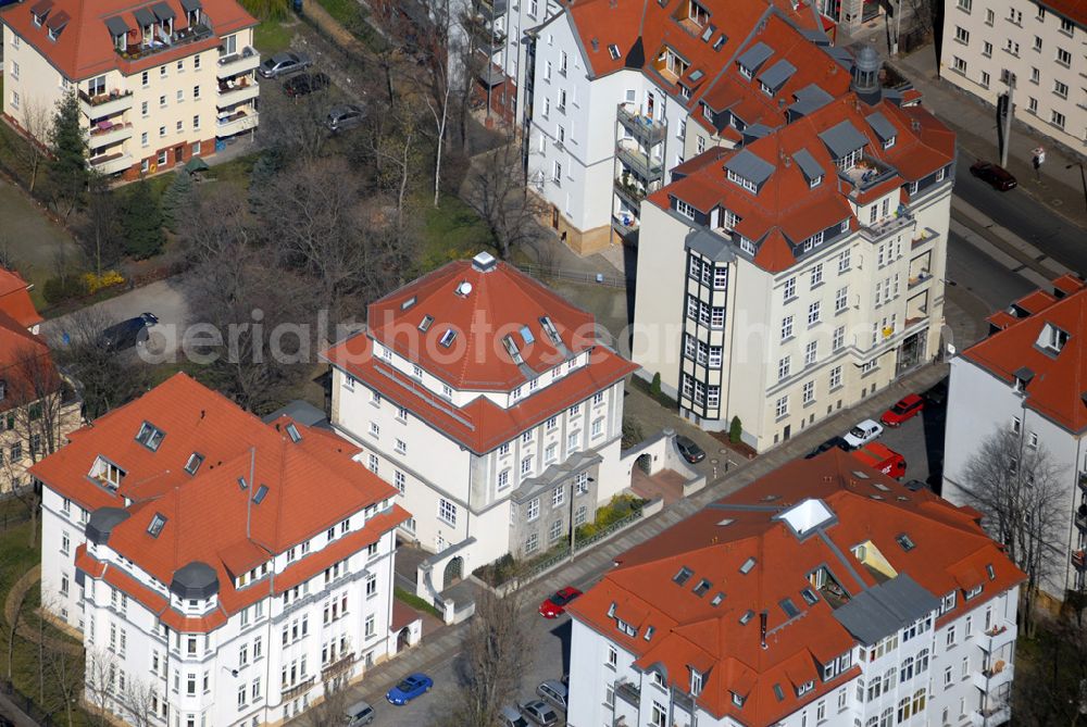 Aerial image Leipzig - Blick auf das Wohngebiet an der Ehrensteinstrasse in Leipzig Gohlis.